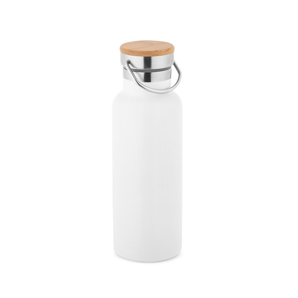 Gourde isotherme 570 ml bouchon bambou, coloris Blanc