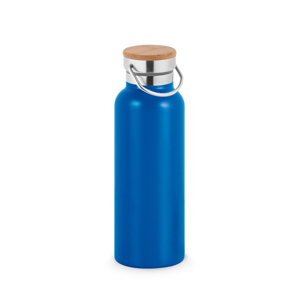 Gourde isotherme 570 ml bouchon bambou, coloris Bleu