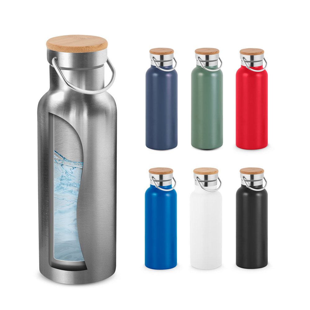 La gourde 570 ml bouchon bambou, sept coloris