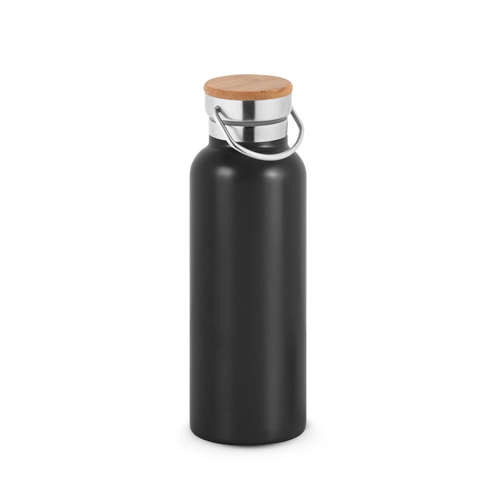 Gourde isotherme 570 ml bouchon bambou, coloris Noir
