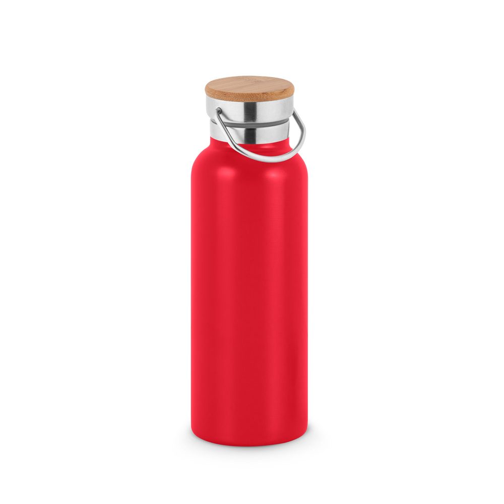 Gourde isotherme 570 ml bouchon bambou, coloris Rouge