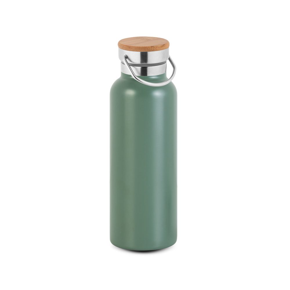 Gourde isotherme 570 ml bouchon bambou, coloris Vert kaki