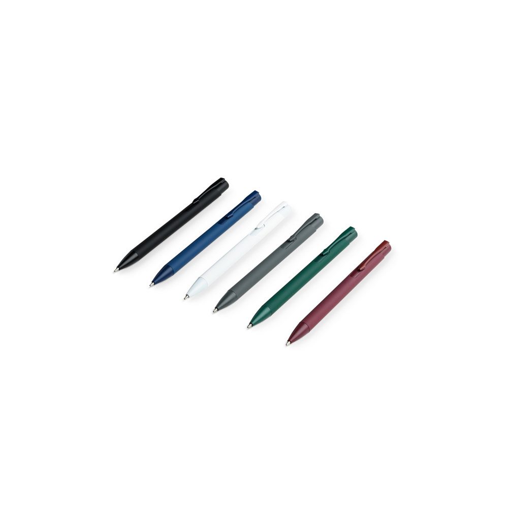 Les stylos en aluminium recyclé alignés, six coloris