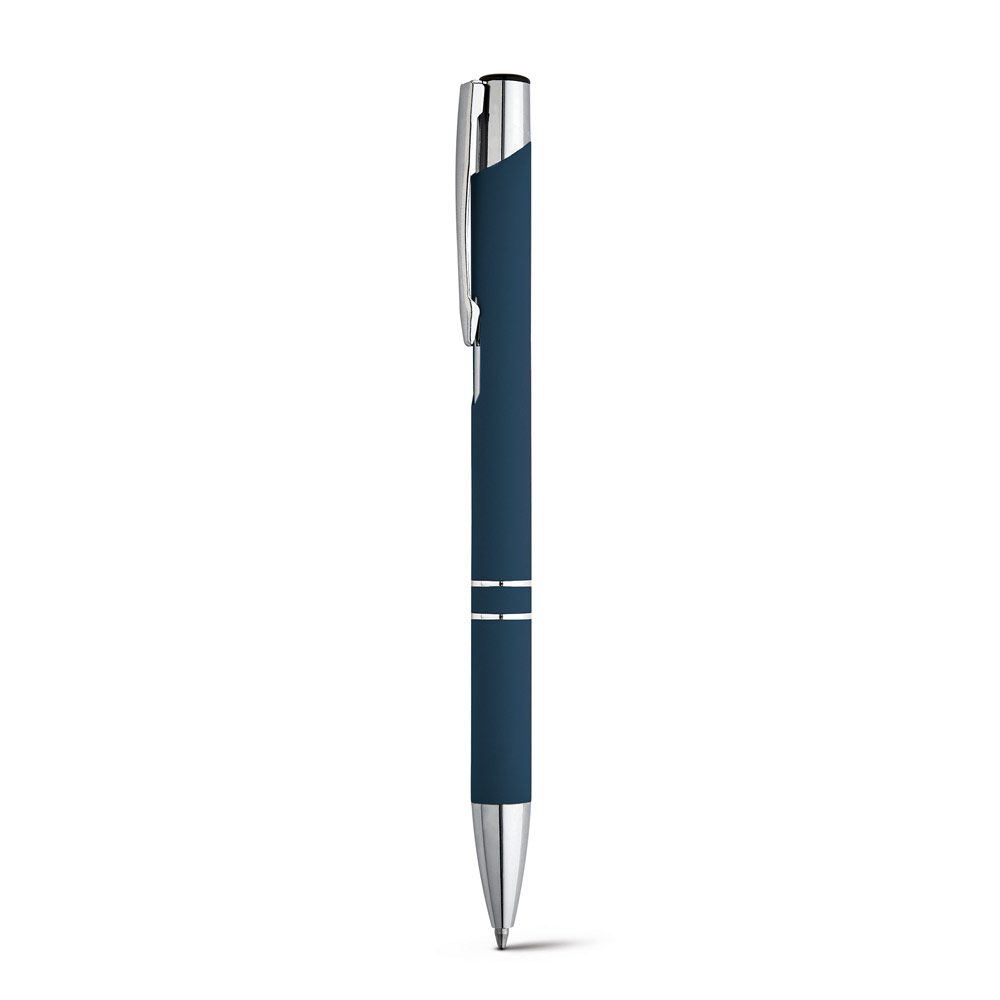 Stylo bille aluminium soft-touch personnalisable, coloris Bleu