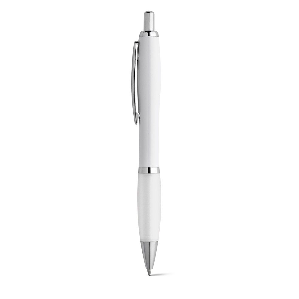 Stylo blanc à clip métal, grip Blanc
