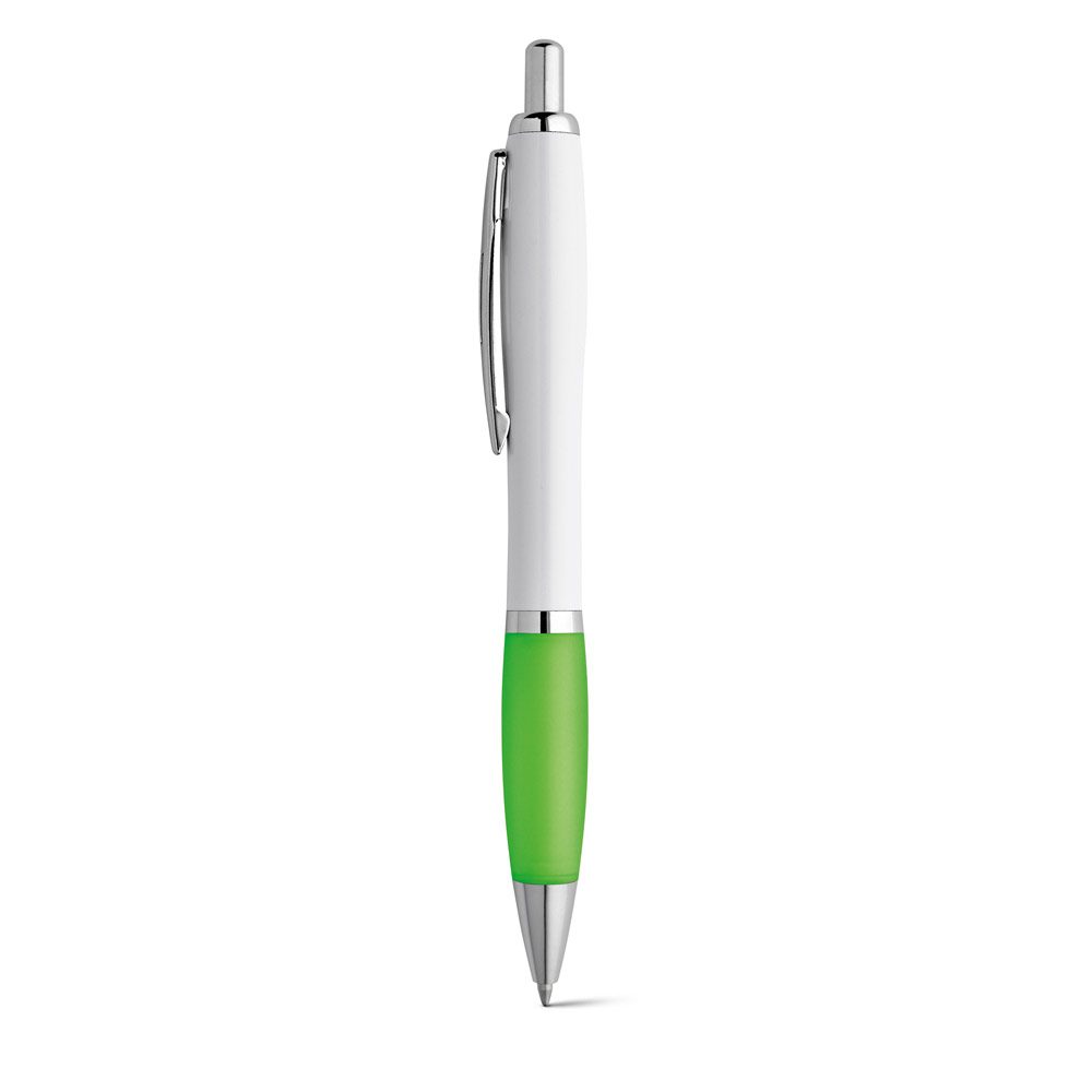 Stylo blanc à clip métal, grip Vert clair