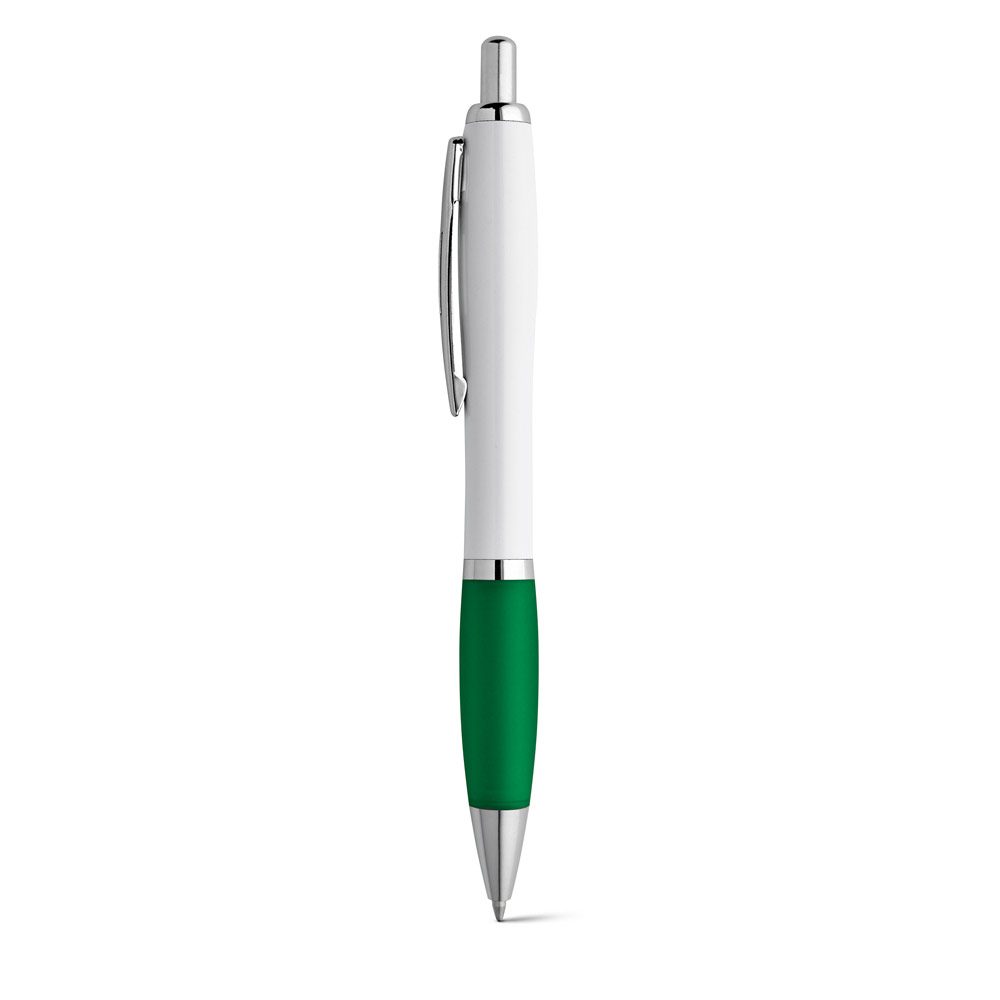 Stylo blanc à clip métal, grip Vert