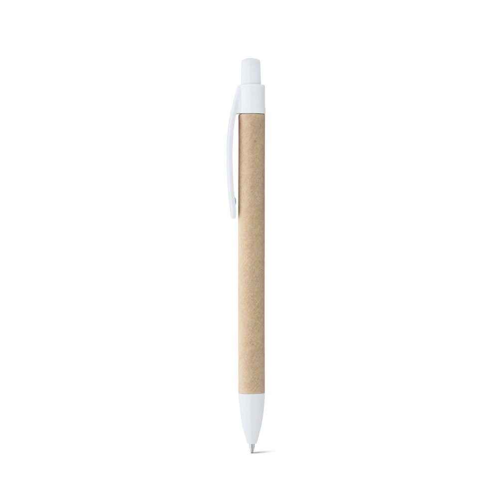 Stylo bille en carton recyclé personnalisable, coloris Blanc