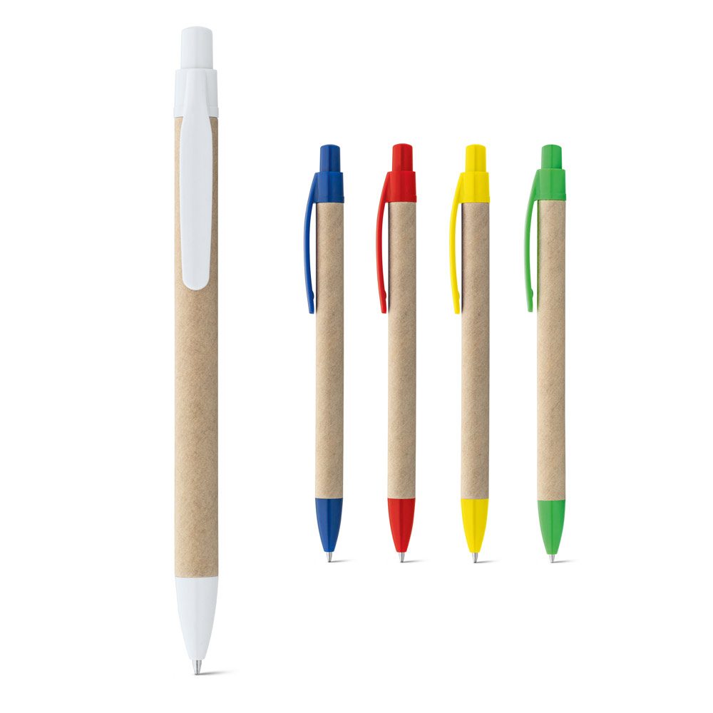 Le stylo en carton recyclé, détails de couleur