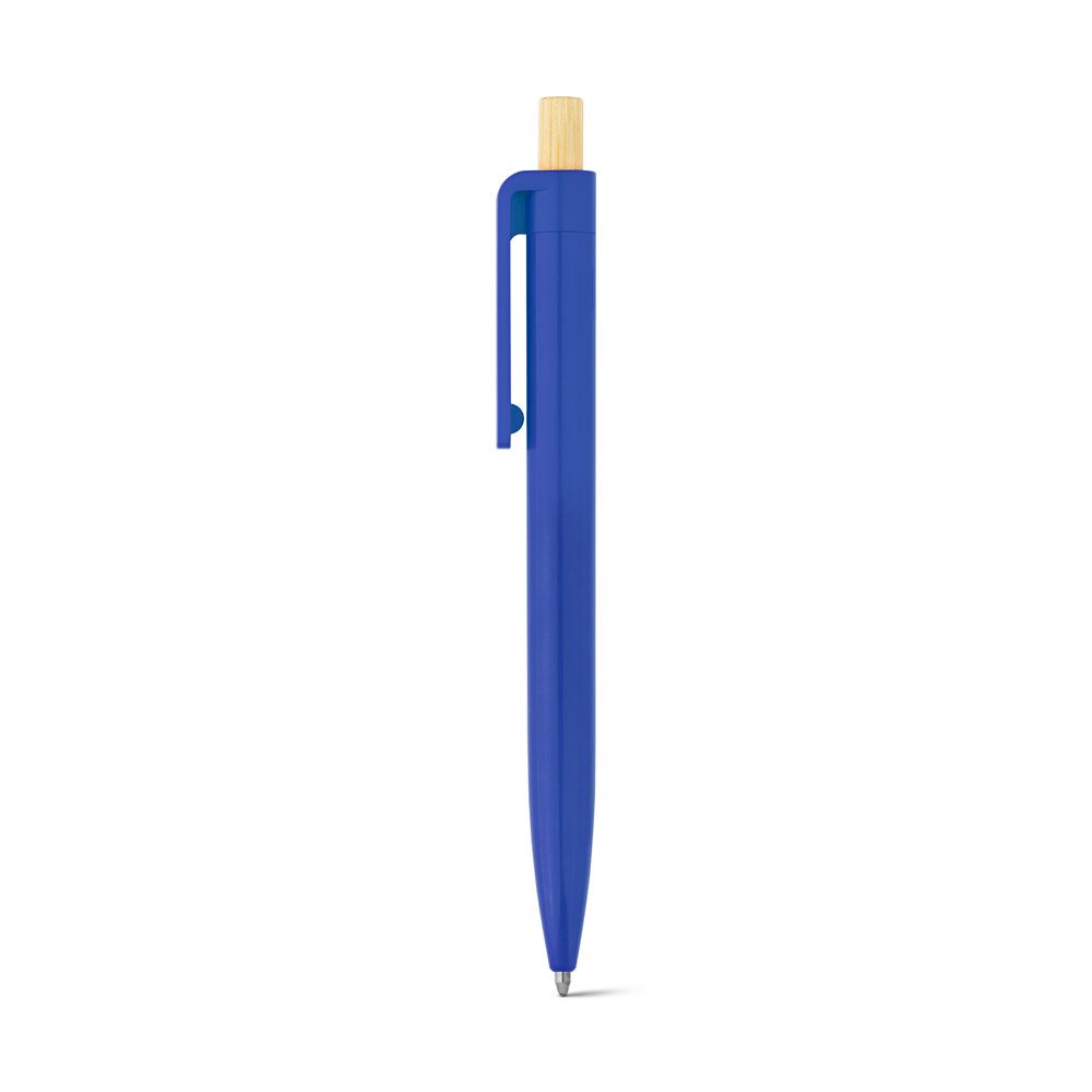 Stylo recyclé bouton bambou, coloris Bleu