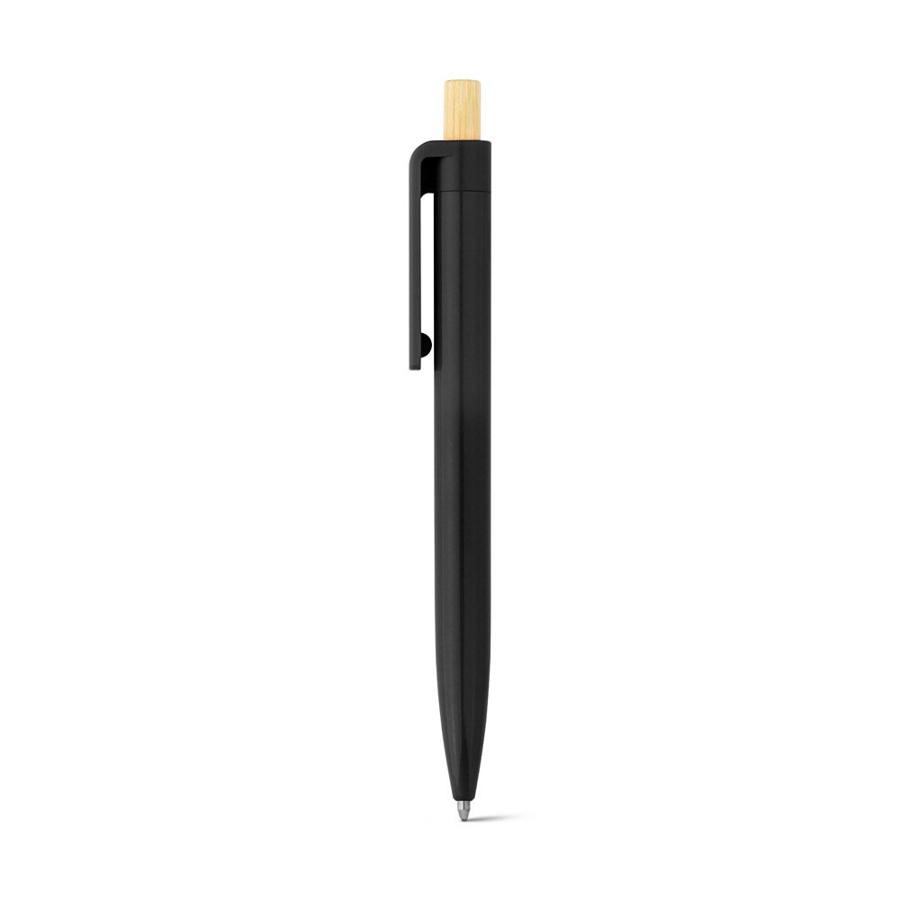 Stylo recyclé bouton bambou, coloris Noir