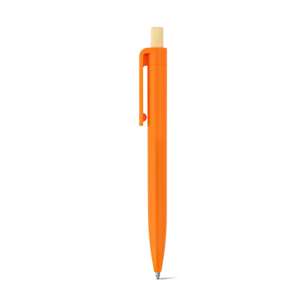 Stylo recyclé bouton bambou, coloris Orange