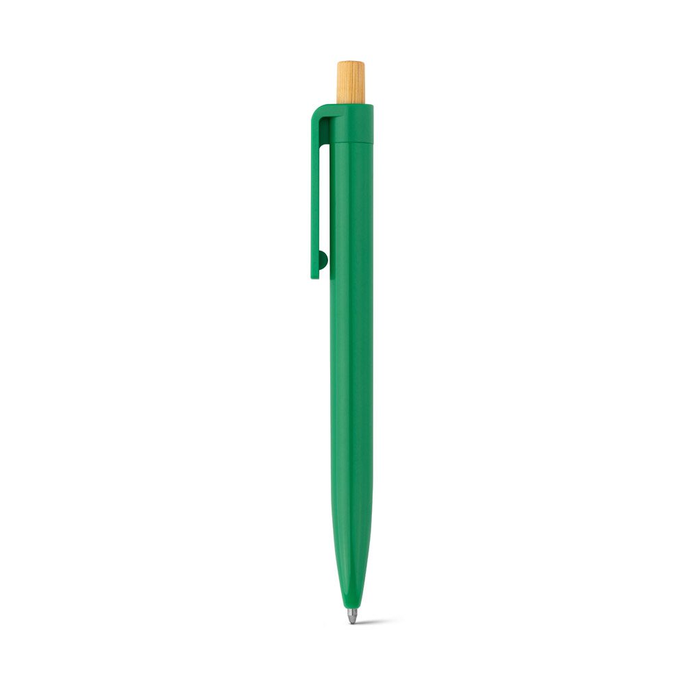 Stylo recyclé bouton bambou, coloris Vert