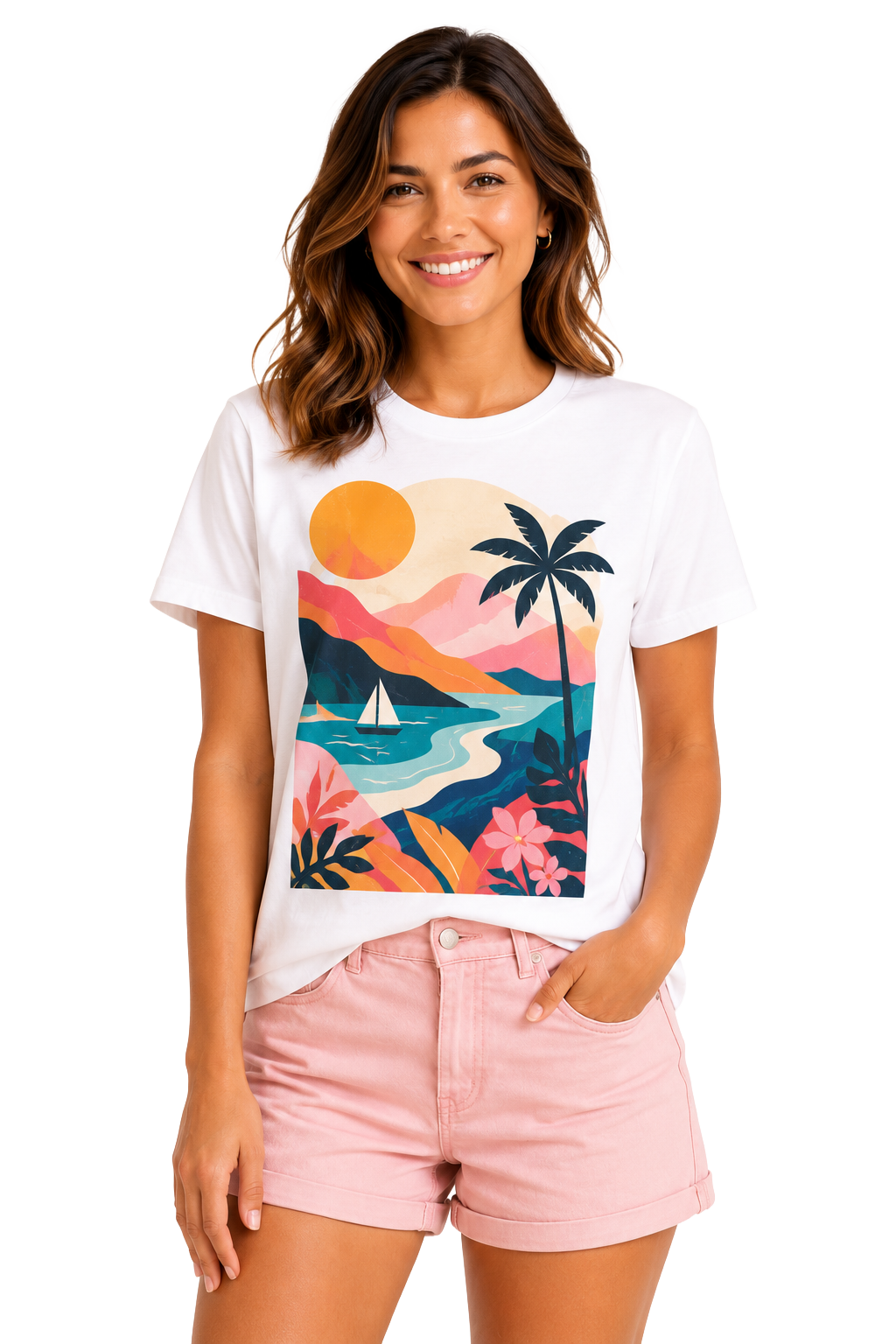 Femme portant un t-shirt personnalisé imprimé à Marseille