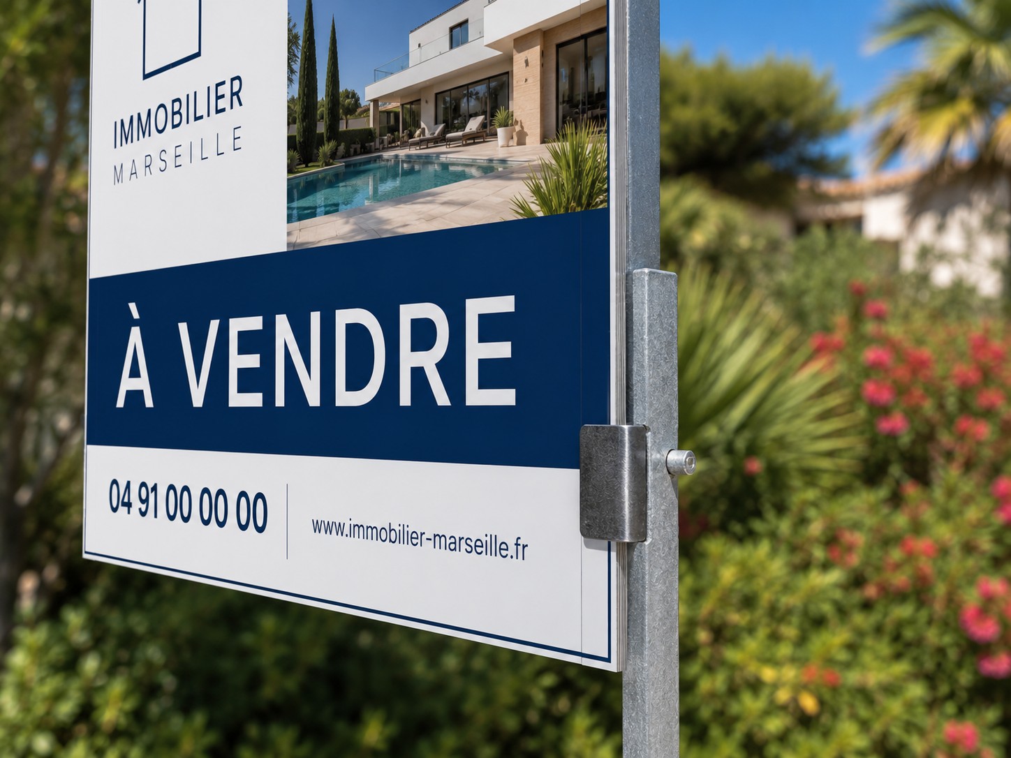Détail d'un panneau immobilier réalisé à Marseille
