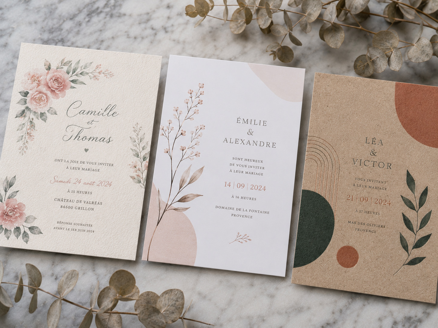Invitations faire-part Marseille - cartes élégantes pour mariage et événements