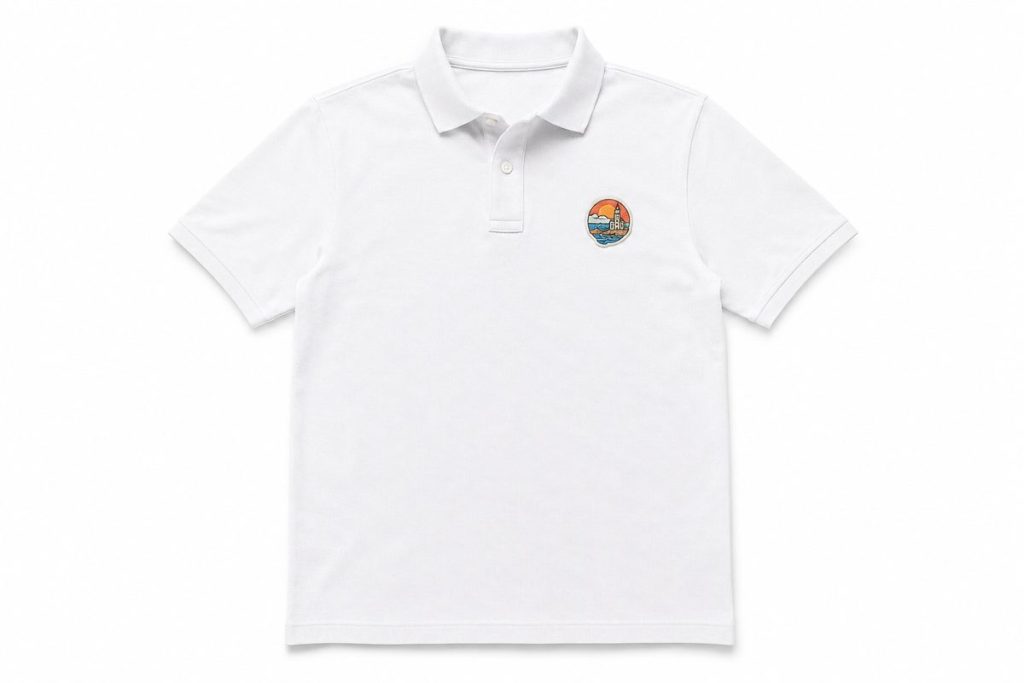 Polo personnalisé 195 g brodé côté cœur dans notre atelier de Marseille